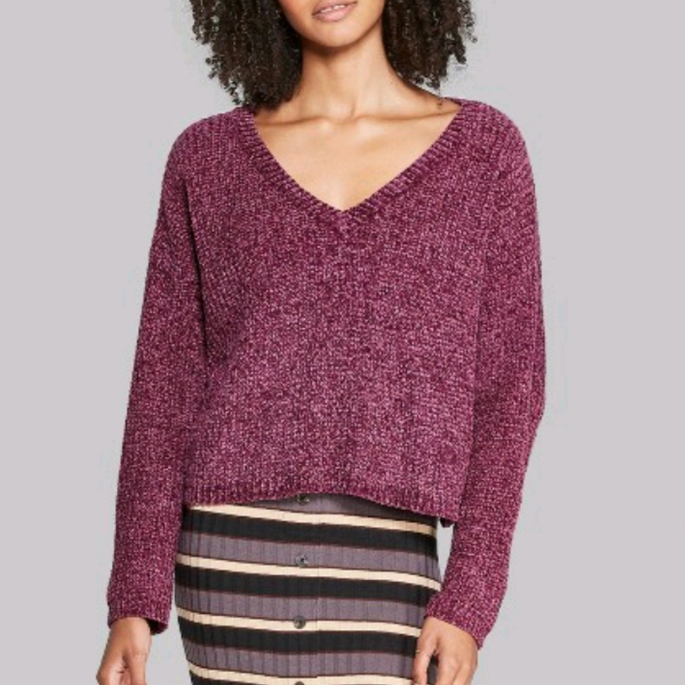 Velvet v-neck sweater